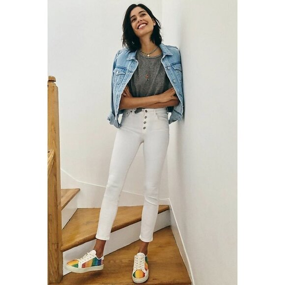 Citizens of Humanity Rocket High-Rise Button-Fly Skinny Jeans - White - Picture 1 of 6